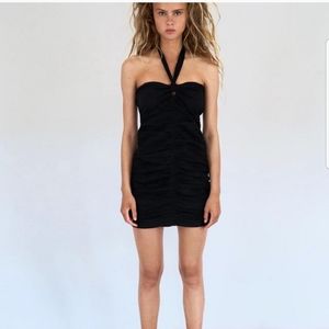 NWT ZARA WOMAN MINI DRAPED DRESS TIED BOW